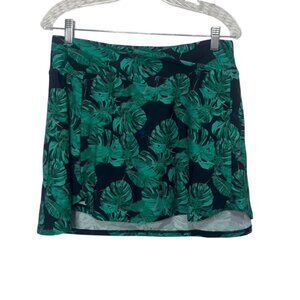 Tropical Leaf Print Swim Skort Skirt Womens XL Green New